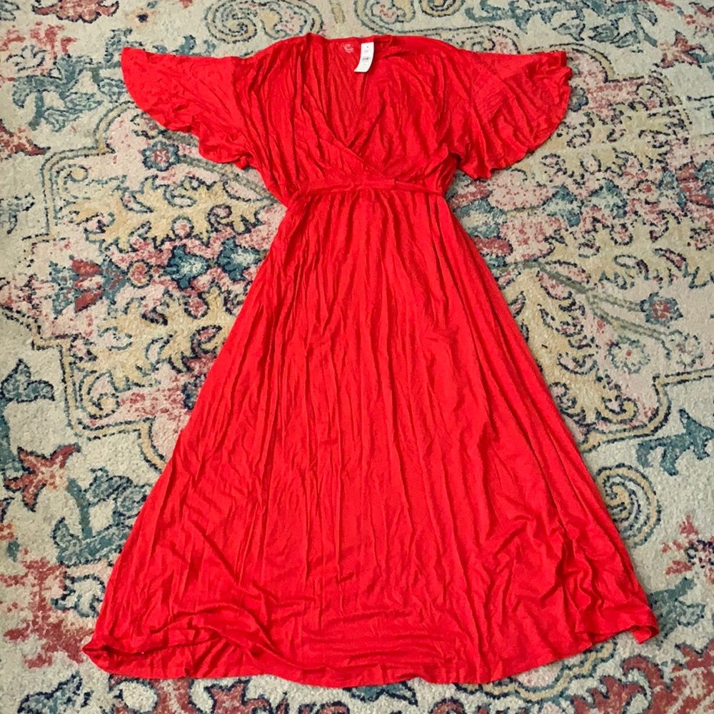 LOFT Flutter Sleeve Maxi Dress